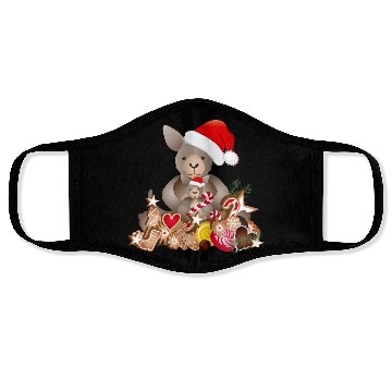 Discover cute kangaroo for christmas with santa hat Face Masks