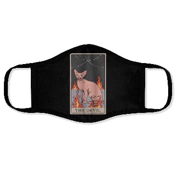 Discover Hairless Cat Devil Tarot Card Design Face Masks