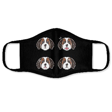 Discover Funny Saint Bernard Dog Cartoon Faces Face Masks
