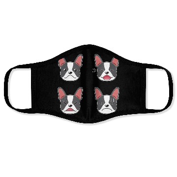 Discover Funny Boston Terrier Dog Cartoon Faces Face Masks