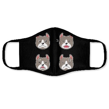 Discover Funny Pitbull Terrier Dog Cartoon Faces Face Masks