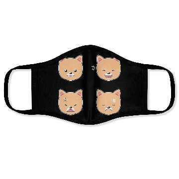 Discover Funny Pomeranian Dog Cartoon Faces Face Masks