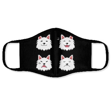 Discover Funny White Dog Cartoon Faces Face Masks