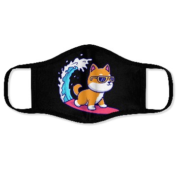 Discover Cute Shiba Inu Dog Surfing in Sea Face Masks