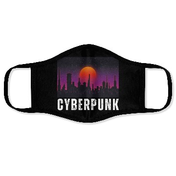 Discover Cyberpunk City Skyline, Science Fiction / Sci-Fi. Face Masks