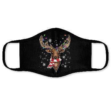Discover Reindeer Plaid Deer Buffalo Holiday Christmas Face Masks