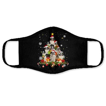 Discover Saint Bernard Christmas Tree Funny Christmas Face Masks