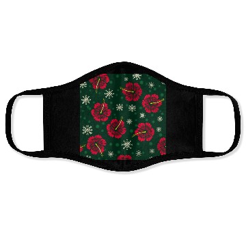 Discover Tropical Floral Hibiscus Snowflakes Christmas Face Masks