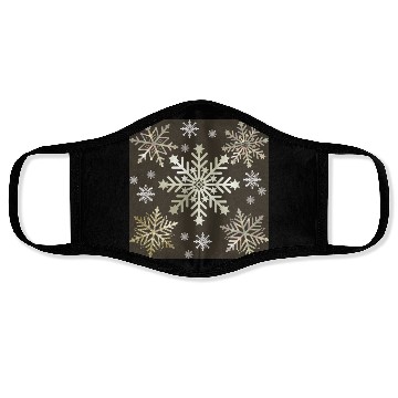 Discover Beige Snowflakes Christmas Pattern Face Masks