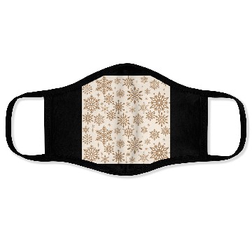Discover Beige Snowflakes Christmas Pattern Face Masks