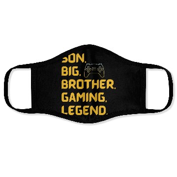 Discover SON BROTHER GAMING LEGEND for gamer yellow text Face Masks