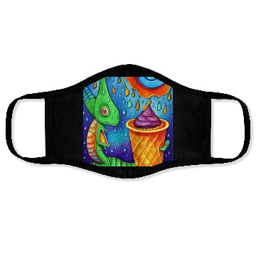 Discover happy dinosaur love ice cream Face Masks