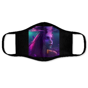 Discover purple mermaid underwater Face Masks