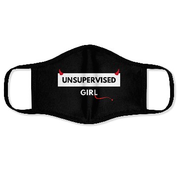 Discover UNSUPERVISED GIRL FUNNY CUTE DESIGN Face Masks