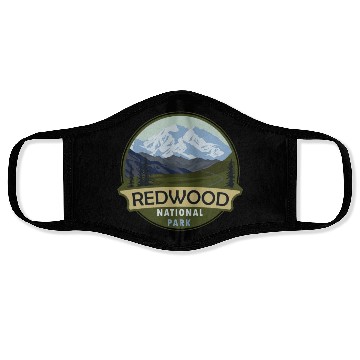 Discover Cool Vintage Retro Redwood National Park Mountain Face Masks