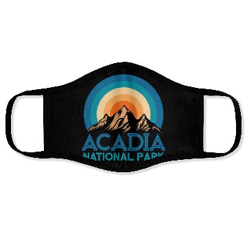 Discover Cool Vintage Retro Acadia National Park Mountain Face Masks
