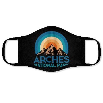 Discover Cool Vintage Retro Arches National Park Mountain Face Masks