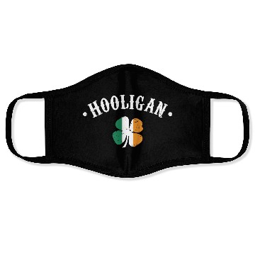 Discover Hooligan St Patricks Day Irish Shamrock Flag Face Masks