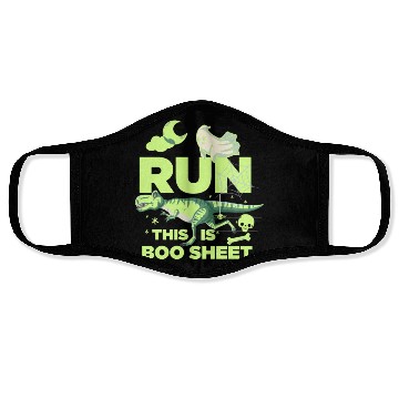 Discover RUN THIS IS BOO SHEET RUNNING DINOSAUR REX GAME Face Masks