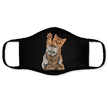 Discover cute little Cats playing Wall lovers kitty kittens Face Masks