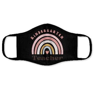 Discover Cute "Kindergarten Teacher" Rainbow Boho Face Masks
