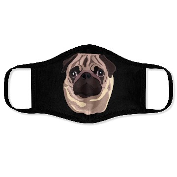 Discover Beautiful Pug Illustration : Dog Art Face Masks
