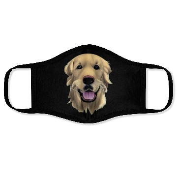 Discover Beautiful Golden Retriever Illustration Face Masks