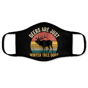 Discover Funny Deer Are Just Winter Tree Dogs Retro Face Masks