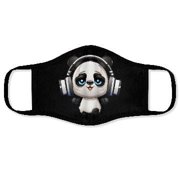 Discover Cute Music Loving Panda Cartoon Face Masks