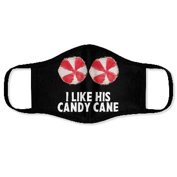 Discover I Like His Candy Cane Funny Couples Christmas Face Masks