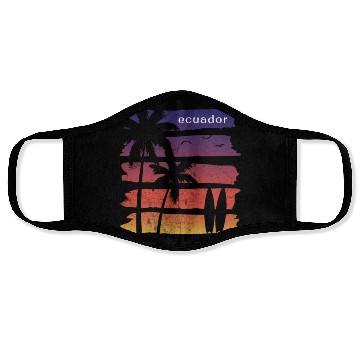 Discover Cool Ecuador Surfing Fan Beach Palm Tree Face Masks