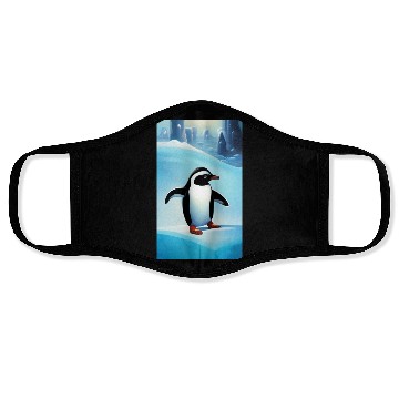 Discover Penguin on ice Face Masks