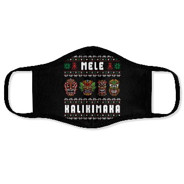 Discover Mele Kalikimaka Hawaii Tiki Funny Ugly Christmas Face Masks