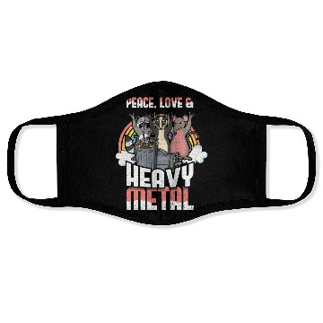 Discover Rock Love Peace Metal Kid Music Heavy Trash Racoon Face Masks