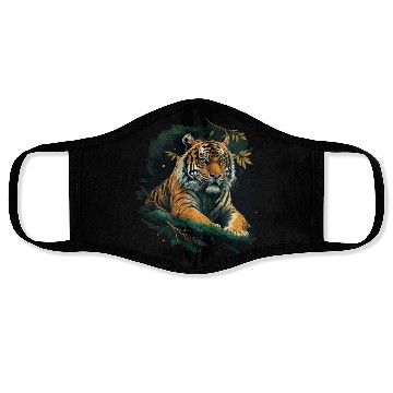 Discover Tiger sitting in Jungle Face Masks