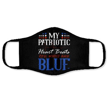 Discover My Patriotic Heart Beats Red White and Blue 4th Face Masks