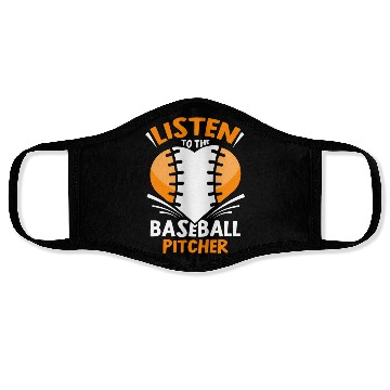 Discover Listen To The Baseball Pitcher Player Hobby Face Masks