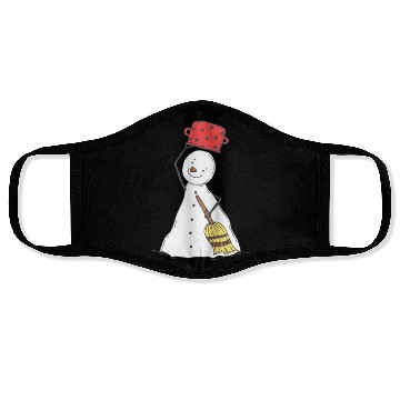 Discover funny snowman with mustache and carrot Face Masks