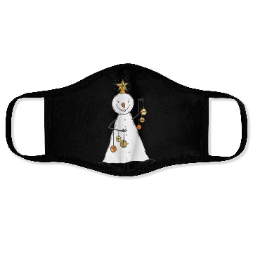 Discover funny snowman with mustache and carrot Face Masks