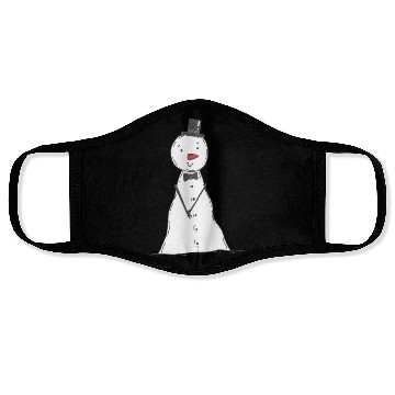 Discover funny snowman with mustache and carrot Face Masks