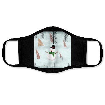Discover Cute Snowman enjoying snow. Face Masks