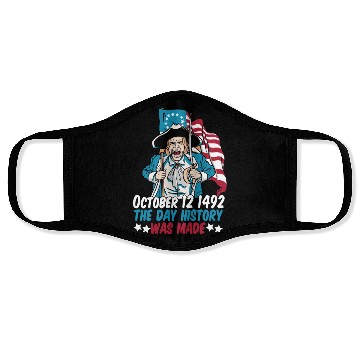 Discover Columbus Day 1492 Us Flag Face Masks