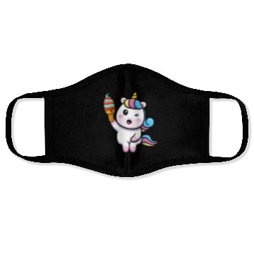 Discover Rainbow Cute Unicorn Ice Cream Lover Mythical Face Masks