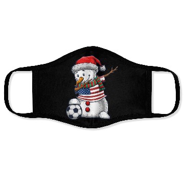 Discover Soccer Boy Dabbing Snowman Christmas Jersey Face Masks