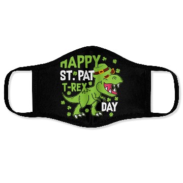 Discover Happy St. Pat Trex Day Dinosaur St. Patrick's Day Face Masks