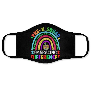 Discover Pre K Squad Embracing Differences Autism SPED Teac Face Masks