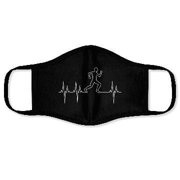 Discover Marathon Running Man Heartbeat Face Masks