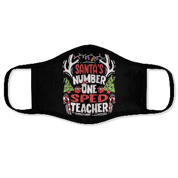 Discover Santas Number One SPED Teacher Special Education Face Masks