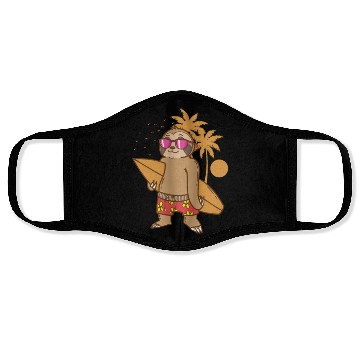 Discover Sloth on the Beach with Surfboard lazy Face Masks
