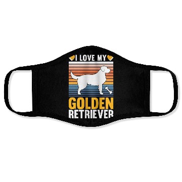 Discover I Love My Golden Retriever Face Masks